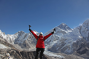 На фоне Эвереста. Внизу начало ледника Кхумбу.